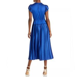 Rebecca Taylor Pleated Short Sleeve Midi Dress Cobalt Blue, NWT, Size L